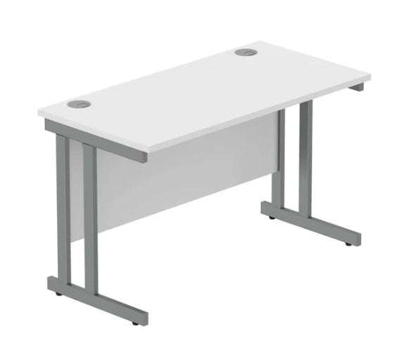 Workwise Rectangular Office Desk With Steel Double Upright Cantilever Frame