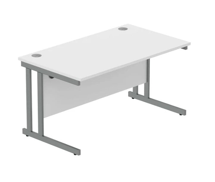 Workwise Rectangular Office Desk With Steel Double Upright Cantilever Frame