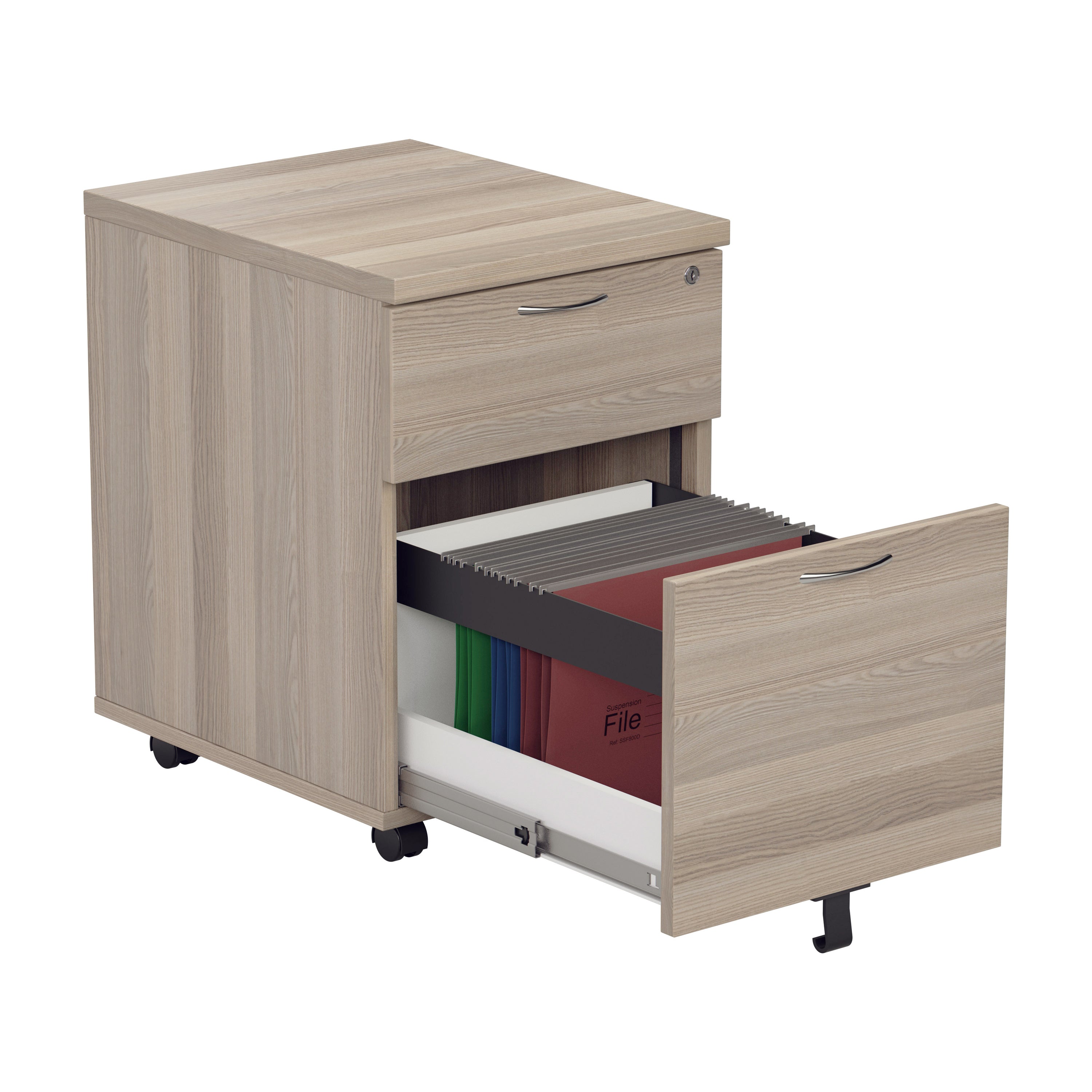 Mobile Under Desk Pedestal - Grey Oak