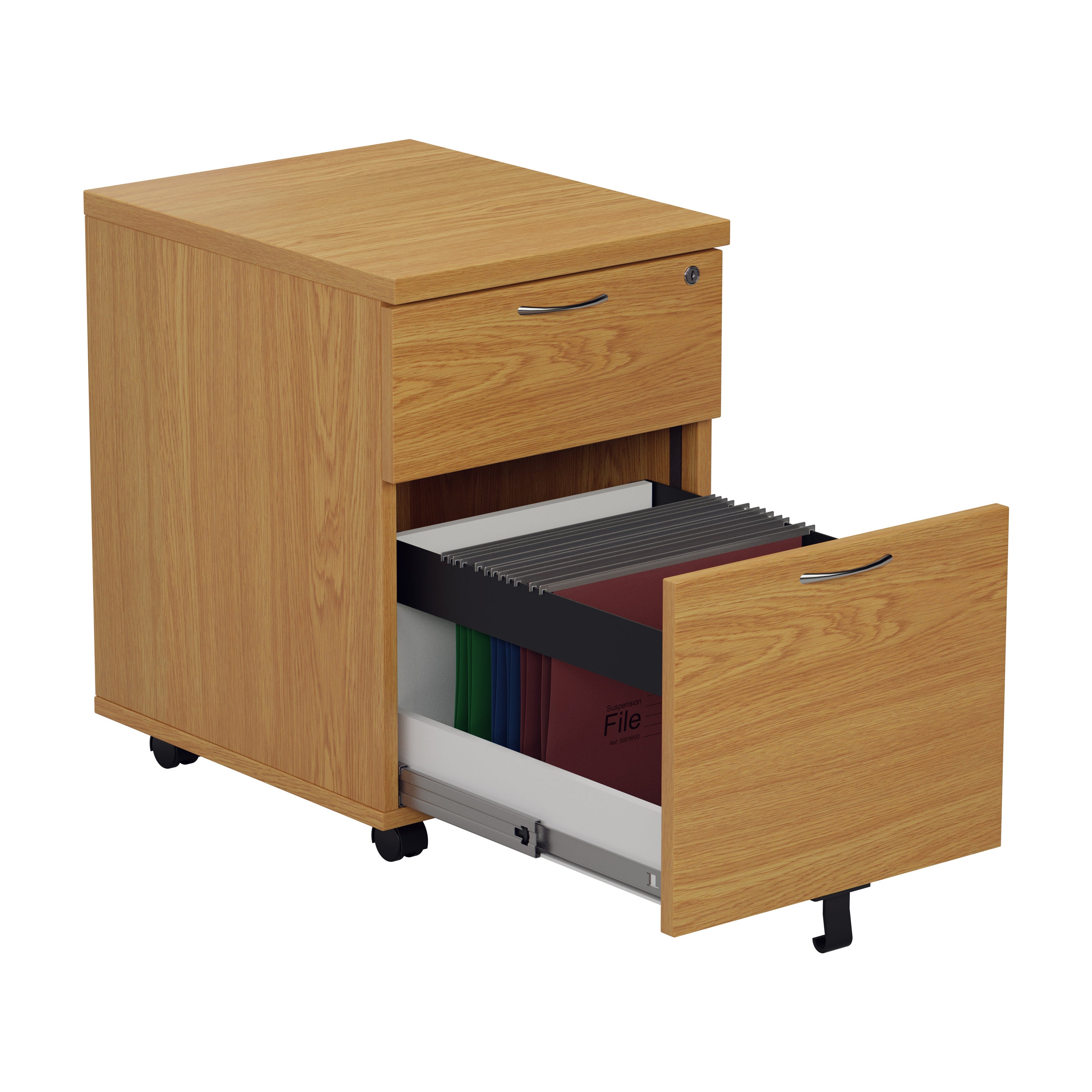 Mobile Under Desk Pedestal - Oak