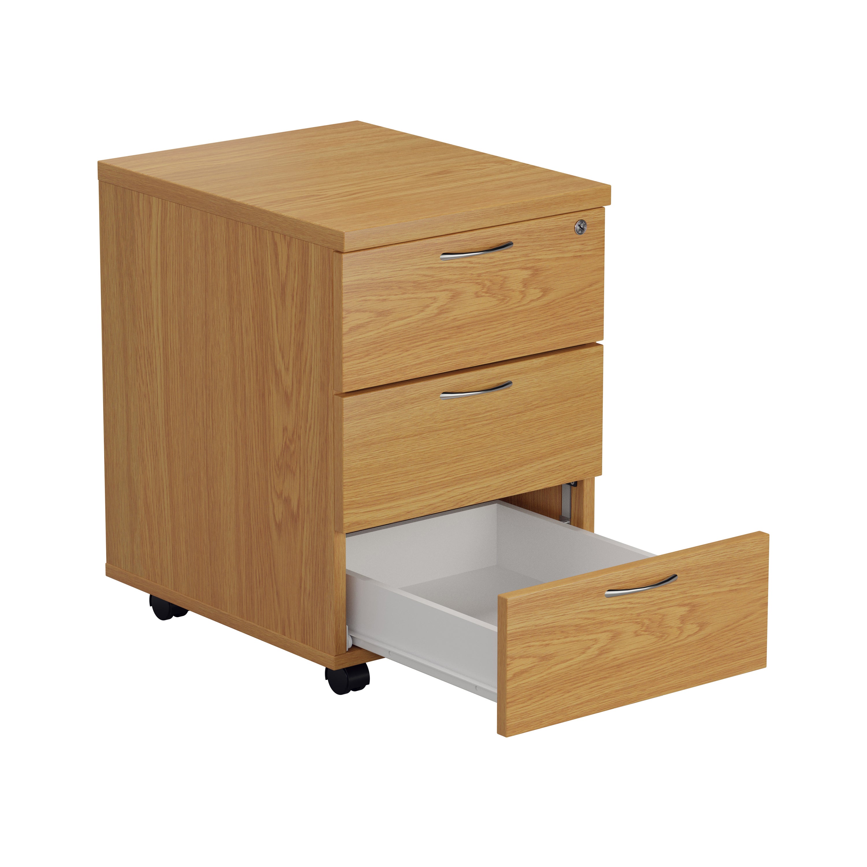 Mobile Under Desk Pedestal - Oak