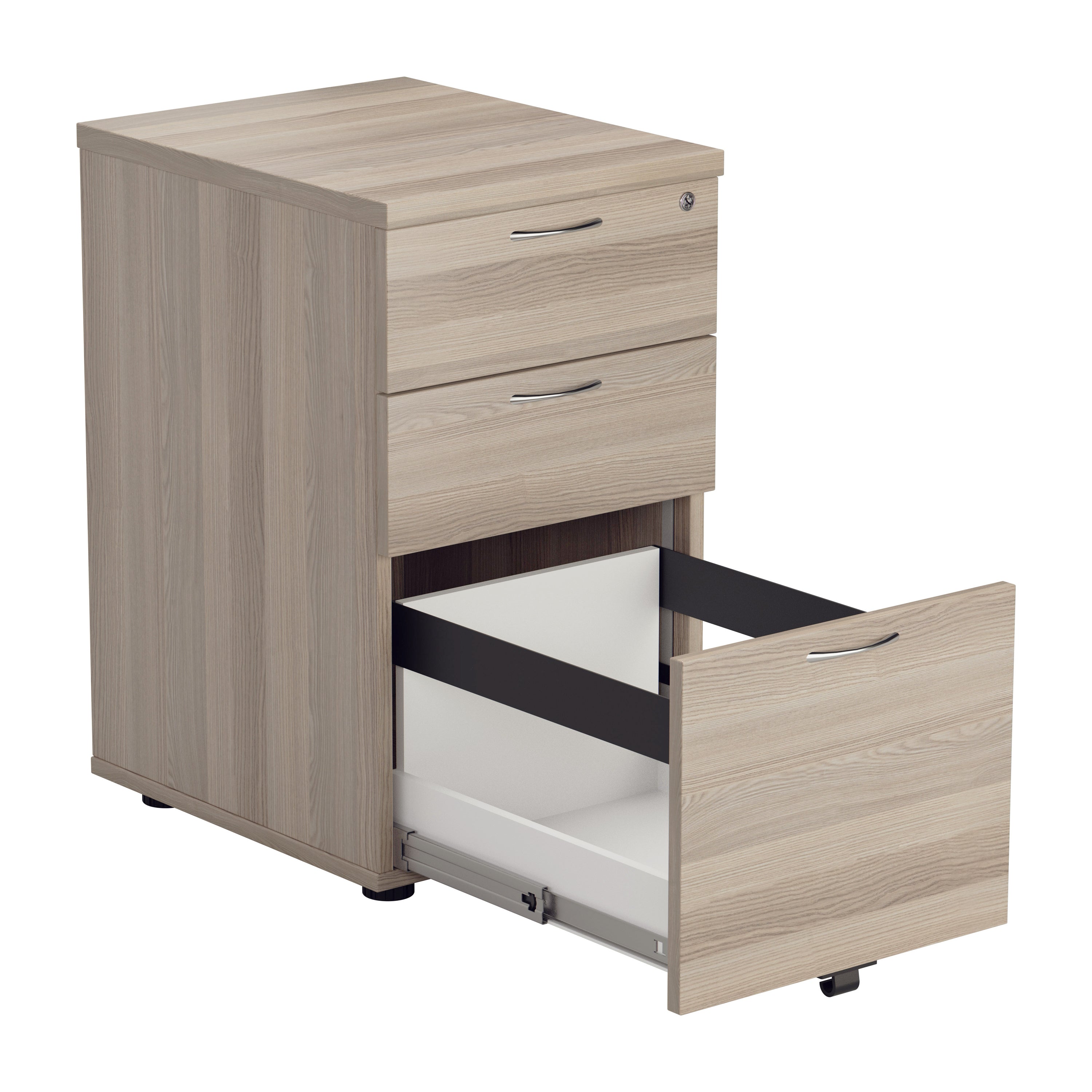 Wooden Under Desk 3 Drawer Pedestal - Grey Oak