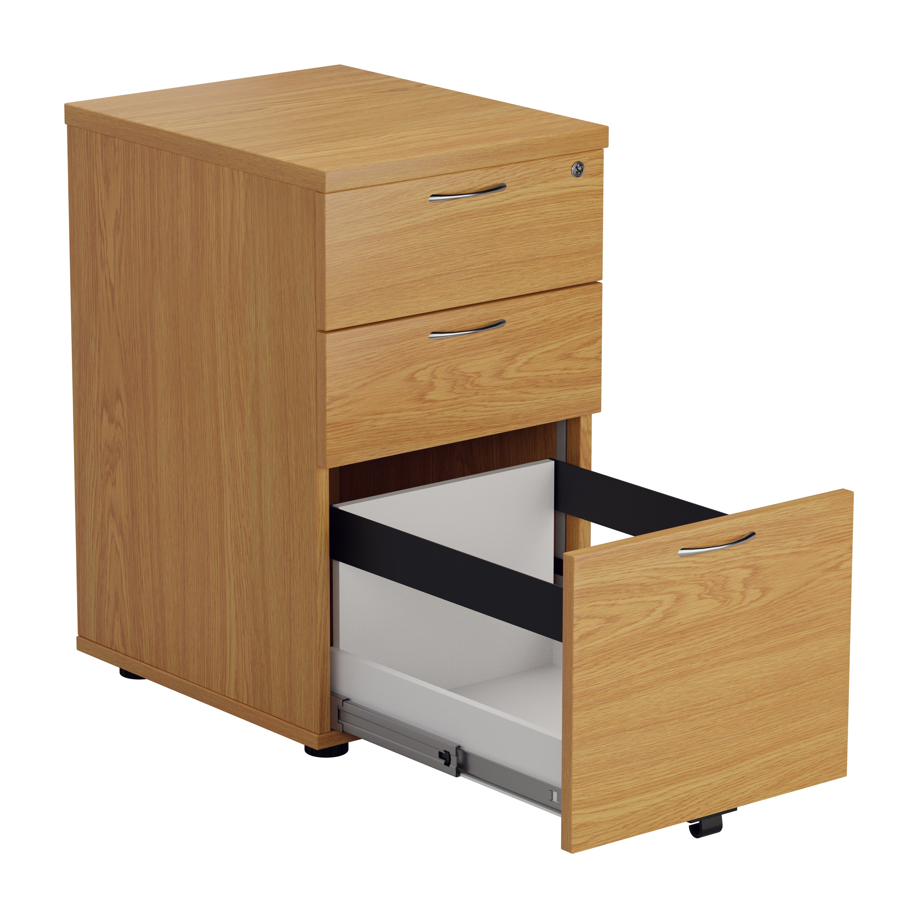 Wooden Under Desk 3 Drawer Filing Pedestal - Oak