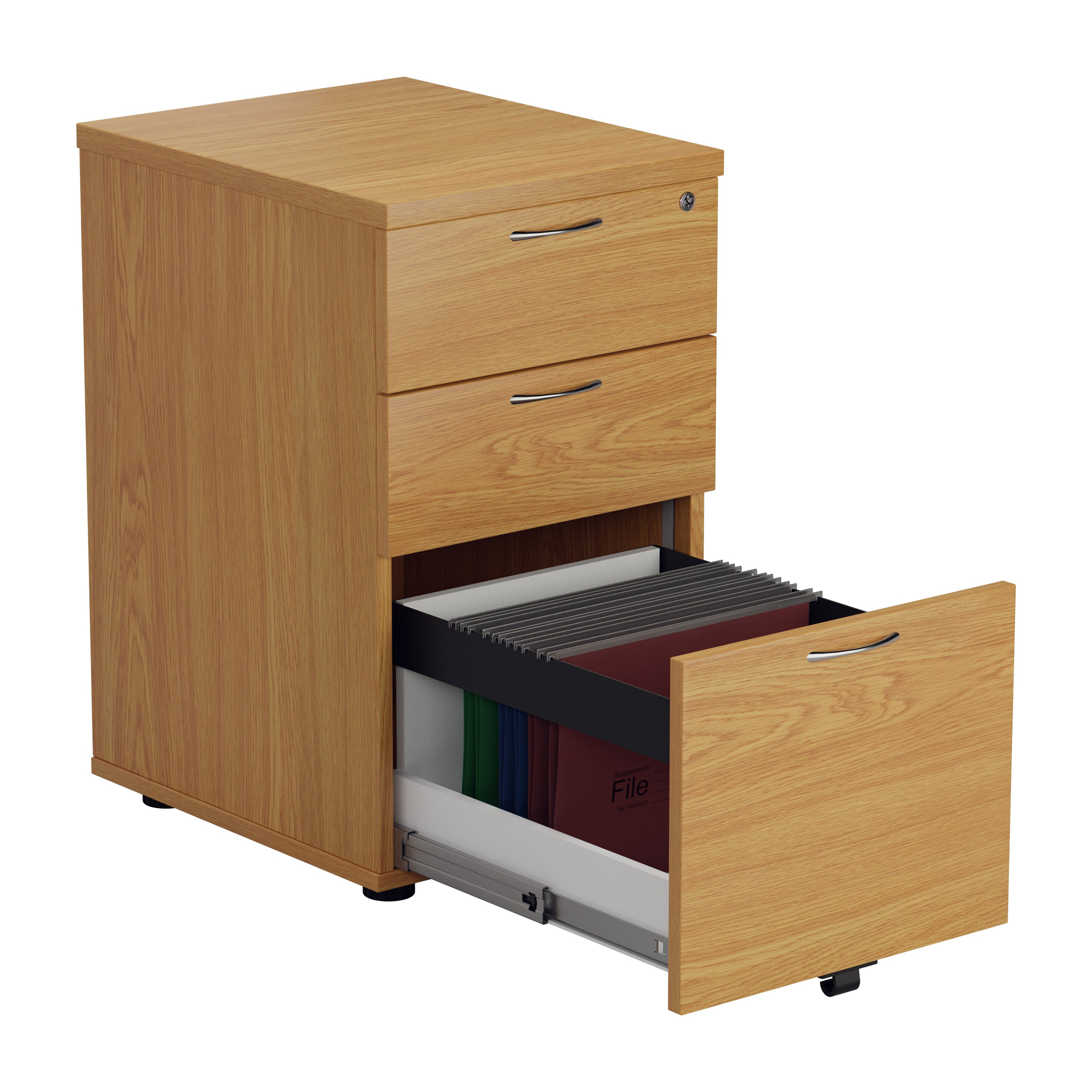 Wooden Under Desk 3 Drawer Filing Pedestal - Oak