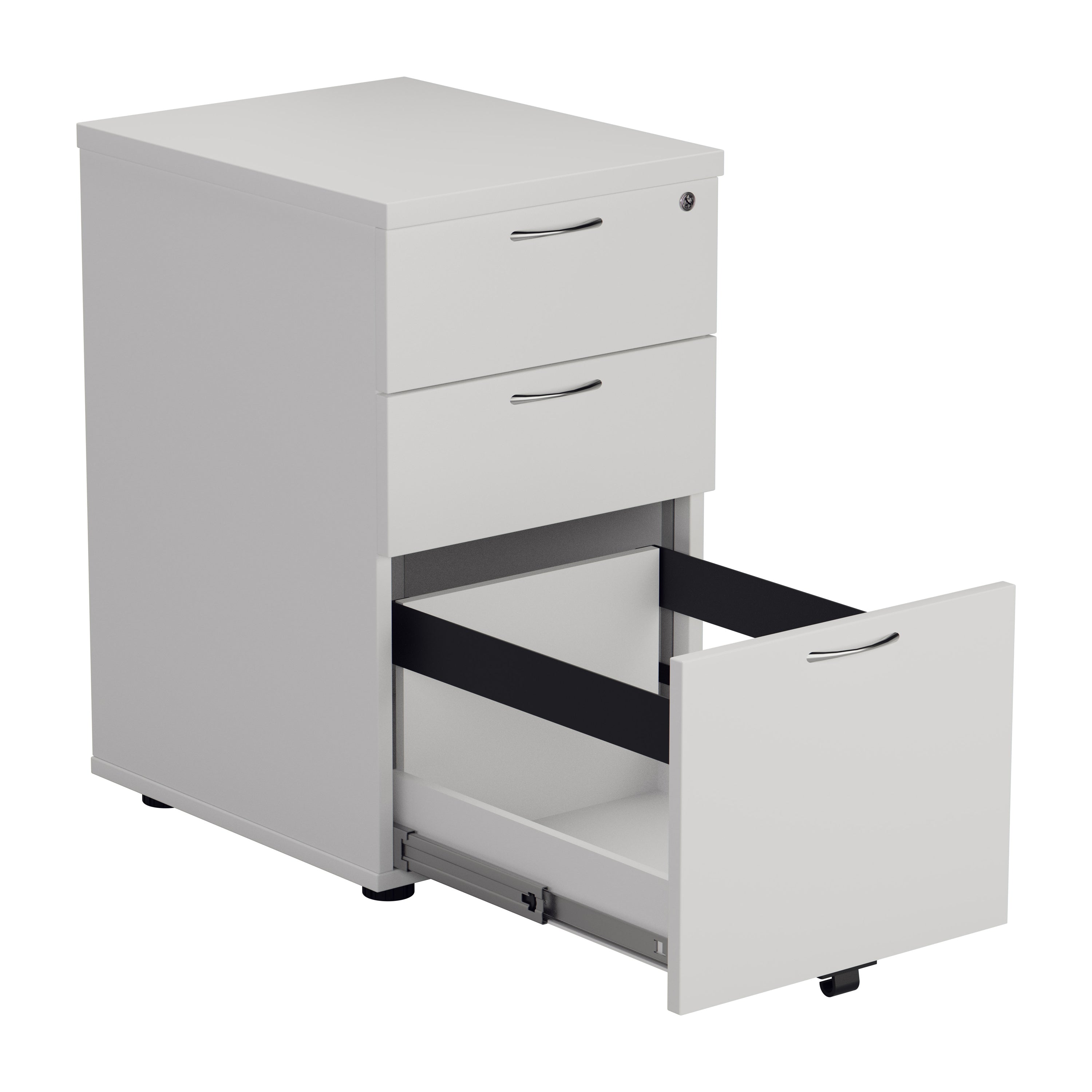 Wooden Under Desk 3Drawer Pedestal - White