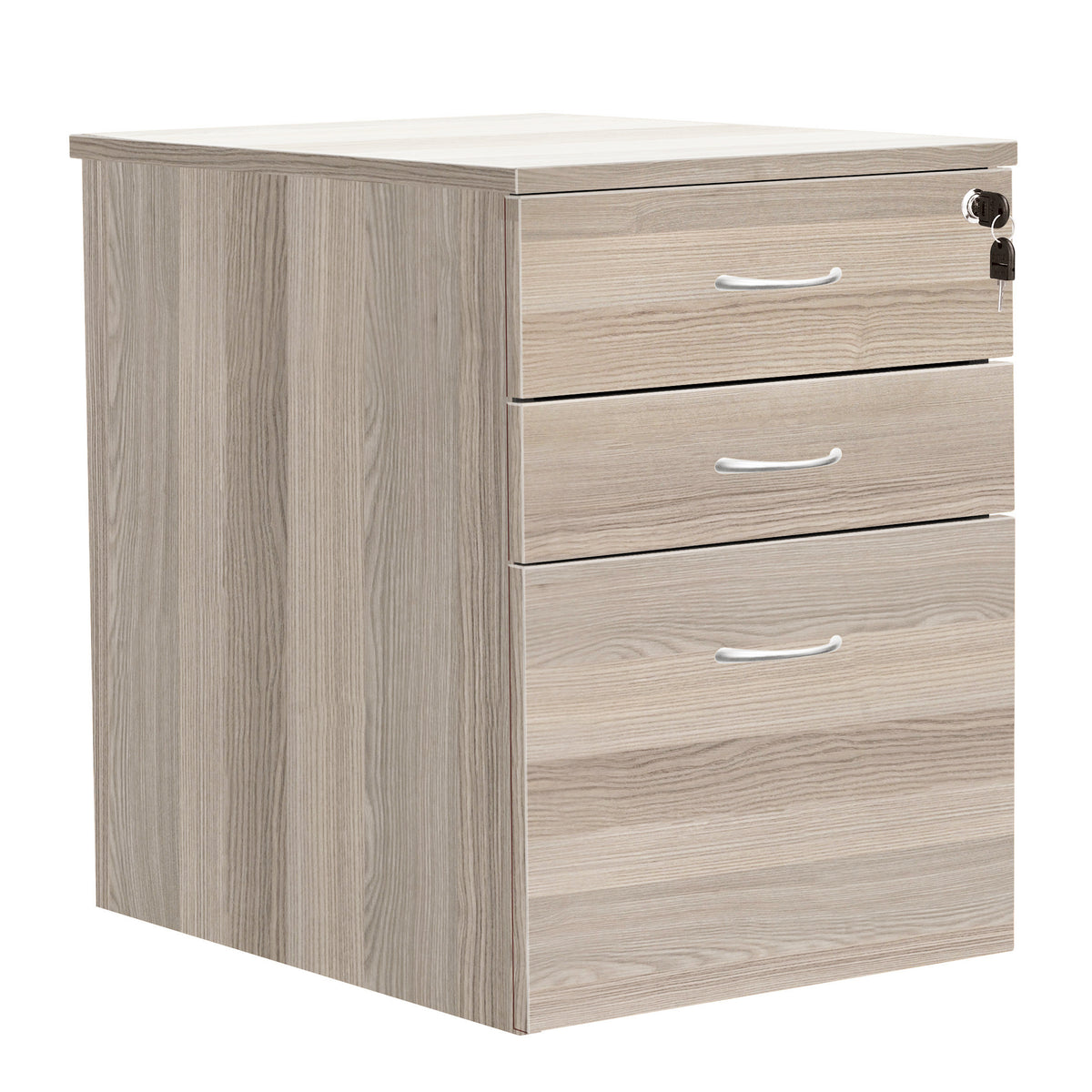 High Mobile Pedestal 3 Drawer - Grey Oak