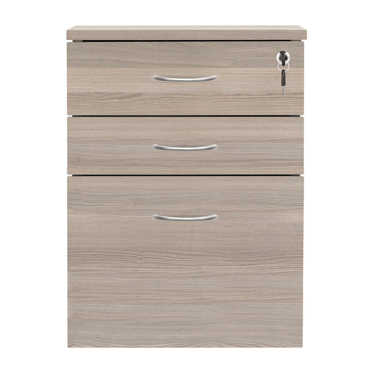 High Mobile Pedestal 3 Drawer - Grey Oak