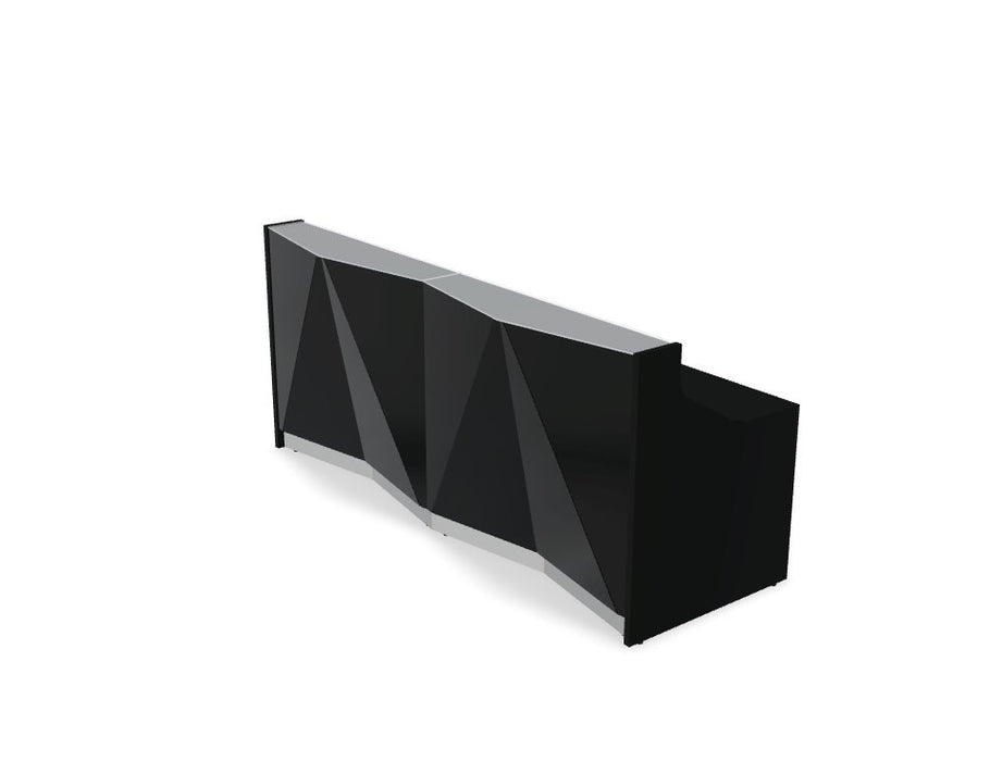Alpa straight modular reception desk Reception Desk mdd. 2456mm Black Glass 