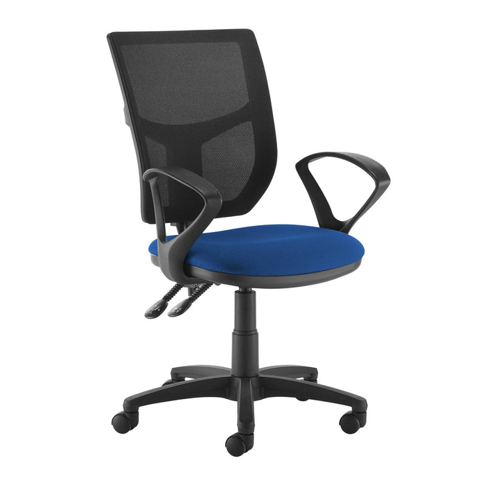 Altino 2 Lever High Back Mesh Office Chair With Fixed Arms Seating Dams Blue 