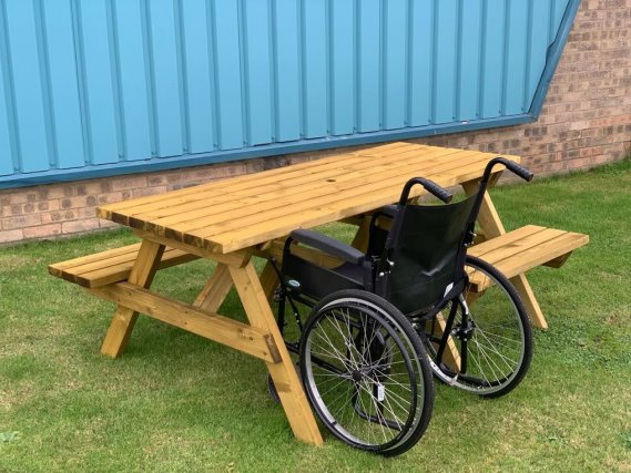 Cascade Rectangular Picnic Table With Wheelchair Access Picnic Tables Etimber 