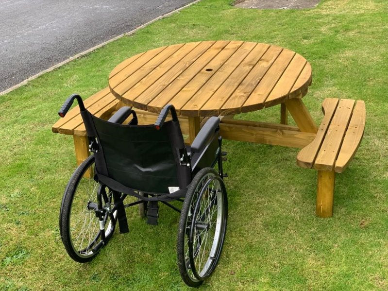 Cascade Round Picnic Table With Wheelchair Access (Draft) Picnic Tables Etimber 