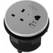 Circular In-Desk Power Module + 3 Metre Mains Cable Bundle Furniture>Accessories>Accessories>Nexus TC Group 1 Outlet 30W USB-C, 27W USB-A, RJ45 Blank Black Housing/Silver Bezel/Grey Veneer