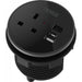Circular In-Desk Power Module + 3 Metre Mains Cable Bundle Furniture>Accessories>Accessories>Nexus TC Group 1 Outlet 30W USB-C, 27W USB-A, USB-A Blank Black Housing/Black Bezel/Black Veneer