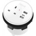 Circular In-Desk Power Module + 3 Metre Mains Cable Bundle Furniture>Accessories>Accessories>Nexus TC Group 1 Outlet 30W USB-C, 27W USB-A, USB-A Blank White Housing/White Bezel/White Veneer