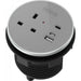 Circular In-Desk Power Module + 3 Metre Mains Cable Bundle Furniture>Accessories>Accessories>Nexus TC Group 1 Outlet 30W USB-C, 27W USB-A, USB-C Blank Black Housing/Silver Bezel/Grey Veneer