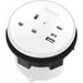Circular In-Desk Power Module + 3 Metre Mains Cable Bundle Furniture>Accessories>Accessories>Nexus TC Group 1 Outlet 30W USB-C, 27W USB-A, USB-C Blank White Housing/White Bezel/White Veneer
