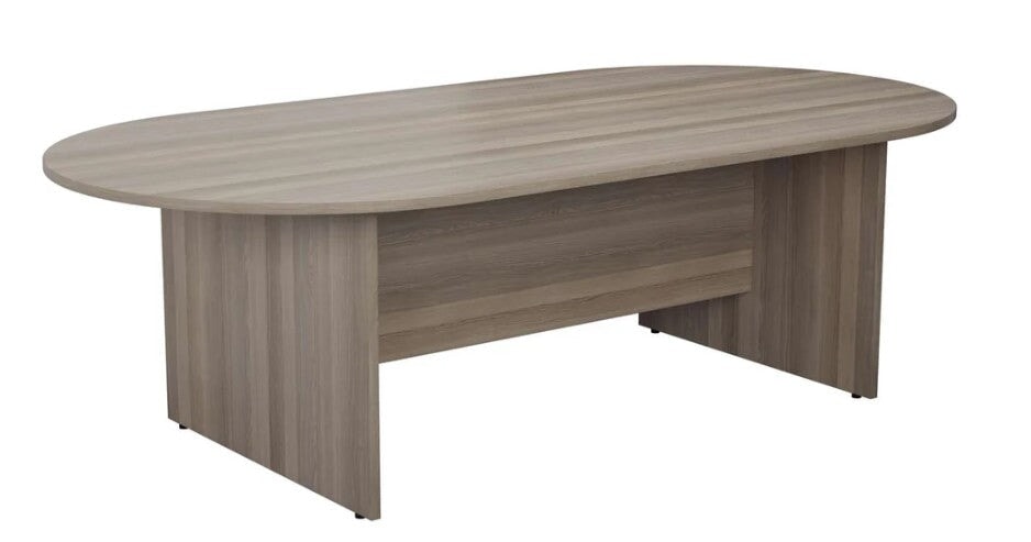 D End Meeting Table WORKSTATIONS TC Group Grey Oak 1800 x 1000 