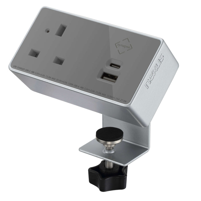 Desktop Power Module + 3 Metre Mains Cable Bundle Furniture>Accessories>Accessories>Nexus TC Group 1 Outlet 30W USB-C and 27W USB-A Silver/Grey