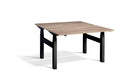 Duo Height Adjustable Bench System Desking Lavoro 1200 x 800 Black Grey Nebraska Oak