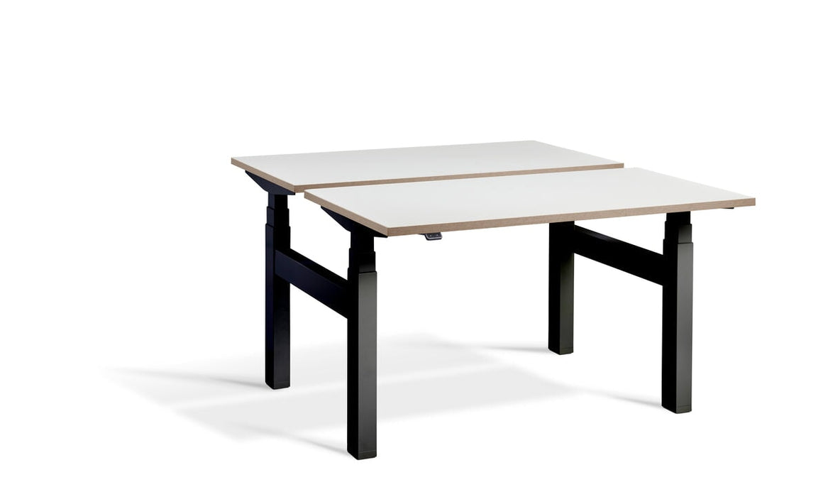 Duo Height Adjustable Bench System Desking Lavoro 1200 x 800 Black White Ply Edge