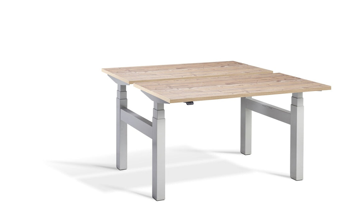 Duo Height Adjustable Bench System Desking Lavoro 1200 x 800 Silver Timber
