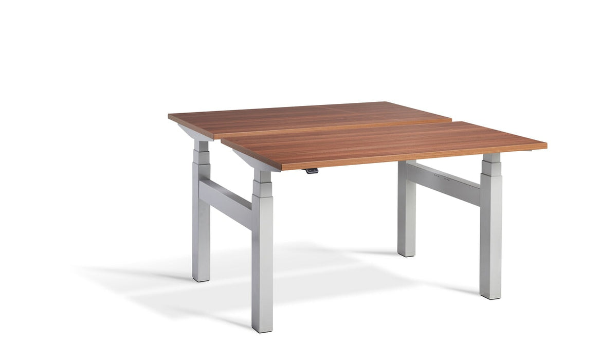 Duo Height Adjustable Bench System Desking Lavoro 1200 x 800 Silver Walnut