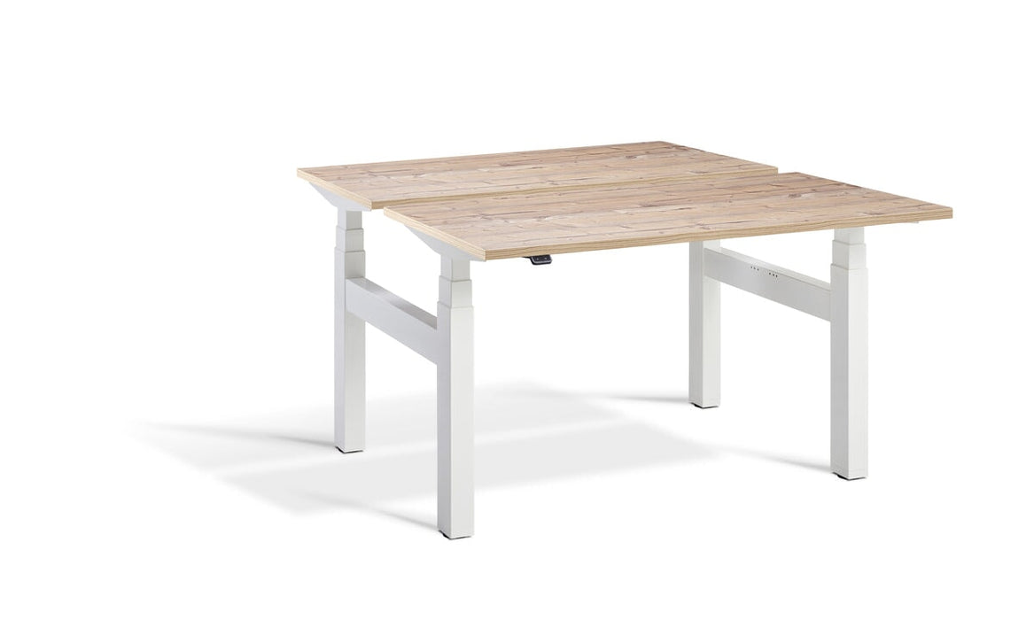 Duo Height Adjustable Bench System Desking Lavoro 1200 x 800 White Timber