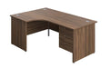 Left Handed Panel Ended Desk & 3 Drawer Fixed Pedestal Bundle Desks TC Group Dark Walnut 1600 x 1200 