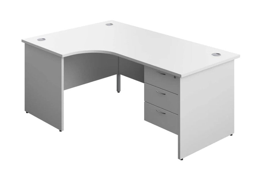 Left Handed Panel Ended Desk & 3 Drawer Fixed Pedestal Bundle
