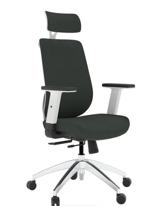 Maldini Mesh Back Office Chair -White Frame Chairs TC Group Forest Green 
