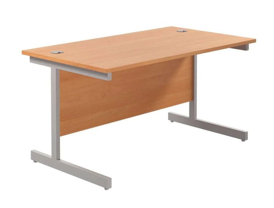One Cantilever Rectangular Office Desks - 800mm Deep Desks TC Group Beech Silver 1200mm x 800mm