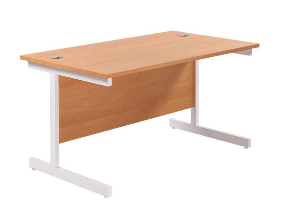 One Cantilever Rectangular Office Desks - 800mm Deep Desks TC Group Beech White 1200mm x 800mm