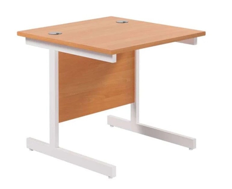 One Cantilever Rectangular Office Desks - 800mm Deep Desks TC Group Beech White 800mm x 800mm