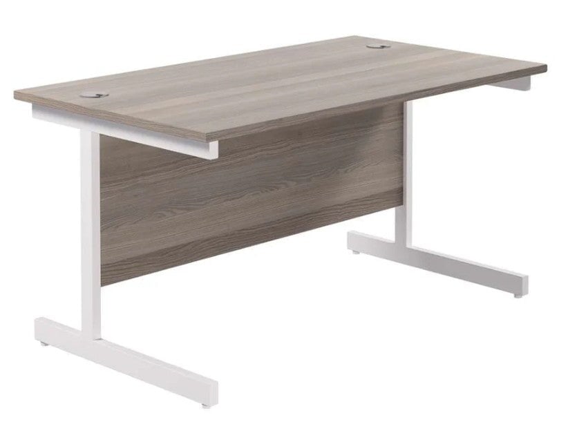 One Cantilever Rectangular Office Desks - 800mm Deep Desks TC Group Grey Oak White 1200mm x 800mm