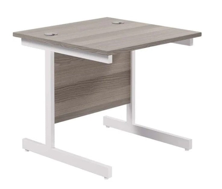 One Cantilever Rectangular Office Desks - 800mm Deep Desks TC Group Grey Oak White 800mm x 800mm