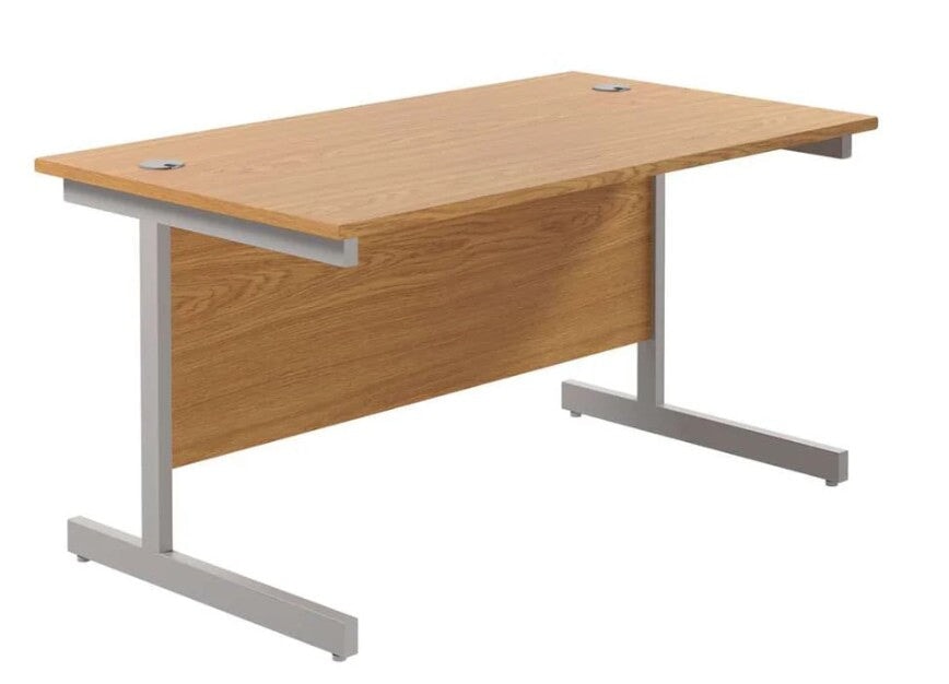 One Cantilever Rectangular Office Desks - 800mm Deep Desks TC Group Oak Silver 1200mm x 800mm