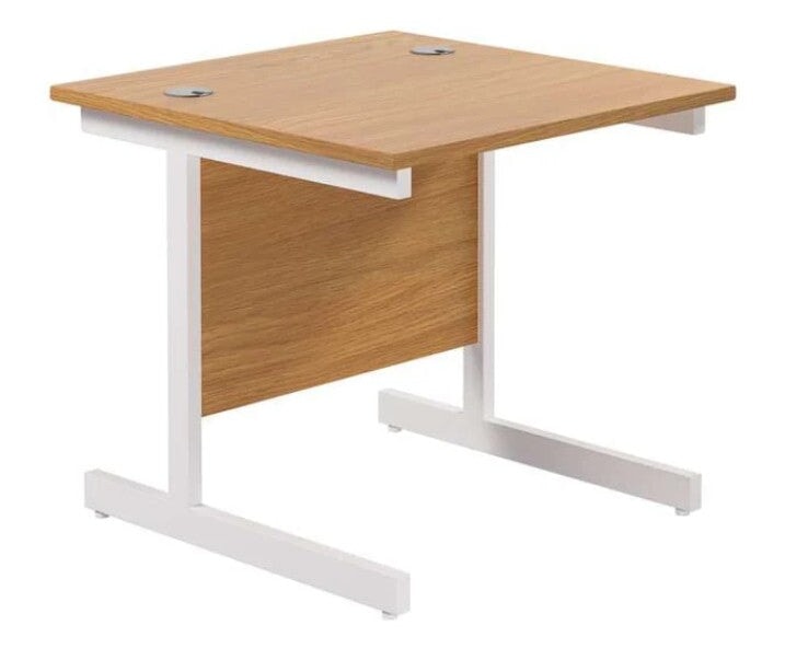 One Cantilever Rectangular Office Desks - 800mm Deep Desks TC Group Oak White 800mm x 800mm