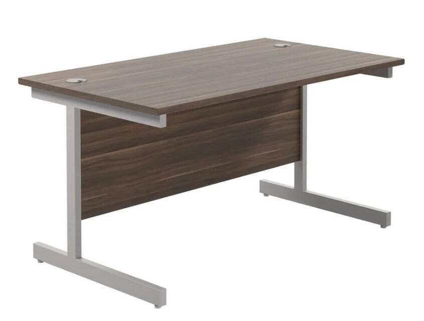 One Cantilever Rectangular Office Desks - 800mm Deep Desks TC Group Walnut Silver 1200mm x 800mm