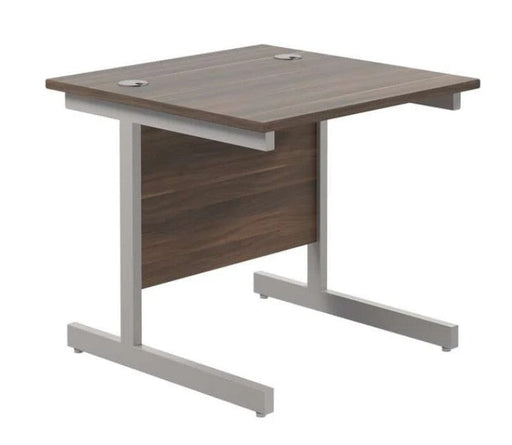 One Cantilever Rectangular Office Desks - 800mm Deep Desks TC Group Walnut Silver 800mm x 800mm