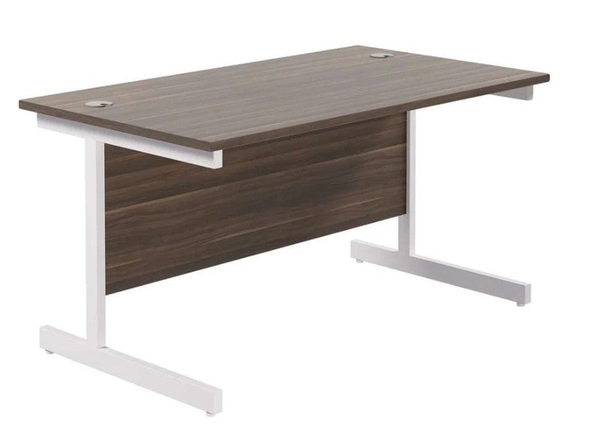 One Cantilever Rectangular Office Desks - 800mm Deep Desks TC Group Walnut White 1200mm x 800mm