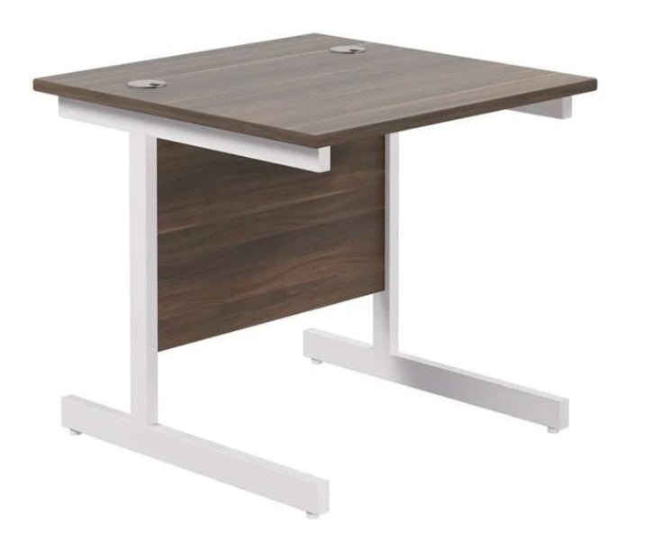One Cantilever Rectangular Office Desks - 800mm Deep Desks TC Group Walnut White 800mm x 800mm