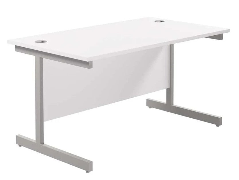 One Cantilever Rectangular Office Desks - 800mm Deep Desks TC Group White Silver 1200mm x 800mm