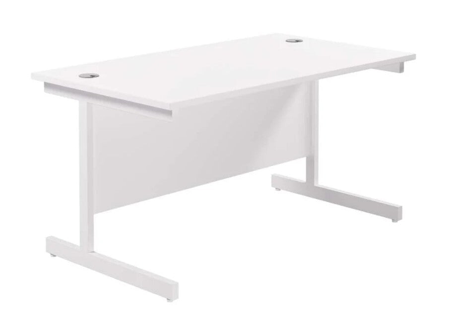 One Cantilever Rectangular Office Desks - 800mm Deep Desks TC Group White White 1200mm x 800mm
