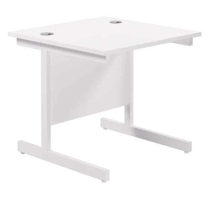 One Cantilever Rectangular Office Desks - 800mm Deep Desks TC Group White White 800mm x 800mm