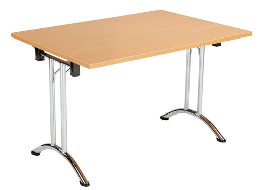 One Union Rectangular Folding Table Meeting Tables TC Group Beech Chrome 1600mm x 700mm