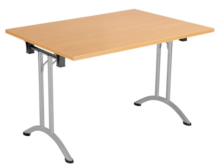 One Union Rectangular Folding Table Meeting Tables TC Group Beech Silver 1200mm x 800mm