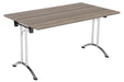 One Union Rectangular Folding Table Meeting Tables TC Group Grey Oak Chrome 1200mm x 800mm