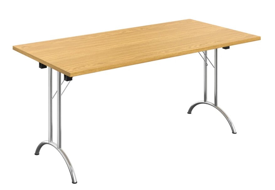 One Union Rectangular Folding Table Meeting Tables TC Group Oak Chrome 1200mm x 800mm