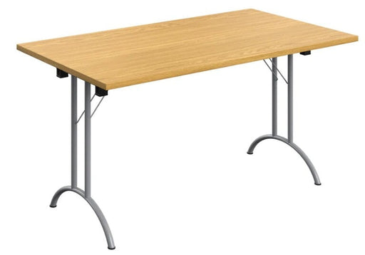 One Union Rectangular Folding Table Meeting Tables TC Group Oak Silver 1200mm x 800mm