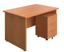 Panel Ended Rectangular Desk & 3 Drawer Pedestal Bundle Desks TC Group Beech 1200mm x 800mm 